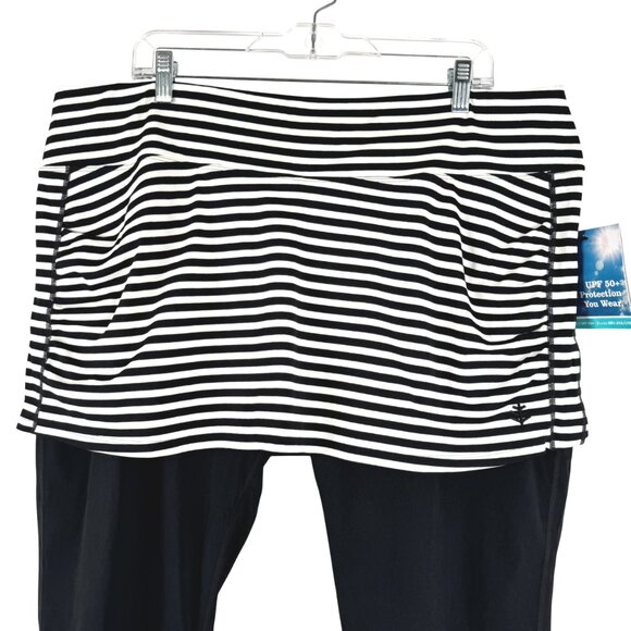 Coolibar Shorebreak Skirted Swim Capris Pants 2XL Black White Stripe NWT PT-2588 - Picture 4 of 12